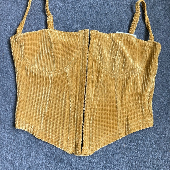 Corduroy Bustier Camisole Top XS Half-Cup Design Adjustable Straps Retro new - Picture 3 of 6